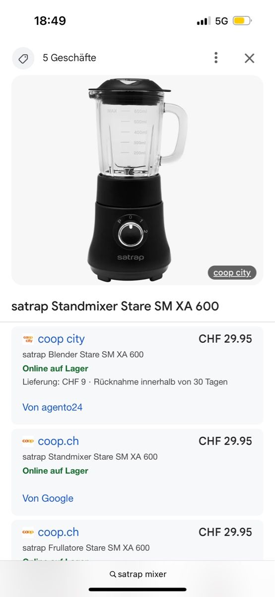 Elettrodomestici da cucina: Blender Satrap – Nuovo (secondo la descrizione) da Zürich venduto da mbu_5f9r 1
