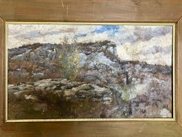 orig Oelbild sign. R.F.Kurz Landschaft a.Holz Norwegen antik