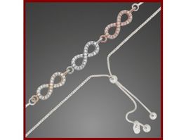 6-30cm Infinity Armband Silber 925 mit Zirkonias tricolor