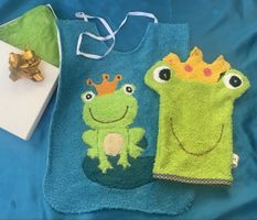 Geschenkset: Latz und Waschlappen Froschkönig