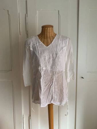 Hippie Tunikabluse weiss - S