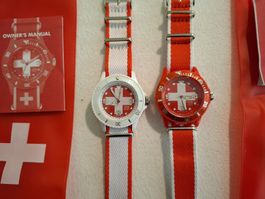 2 Montres pour Couple de Supporters de l'Equipe Suisse