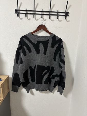Pullover grau schwarz Muster Grösse M neu