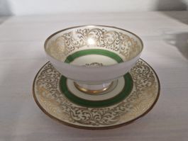 Bavaria Porzellan Tasse mit Untertasse, Golddekor, Vintage
