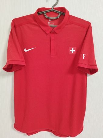 New Roger Federer Polo Switzerland Nike Red Tennis L
