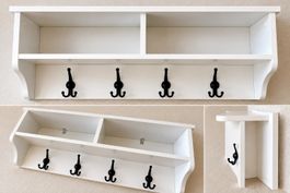 Wandgarderobe mit Ablage weiss 4 Haken guter Zustand