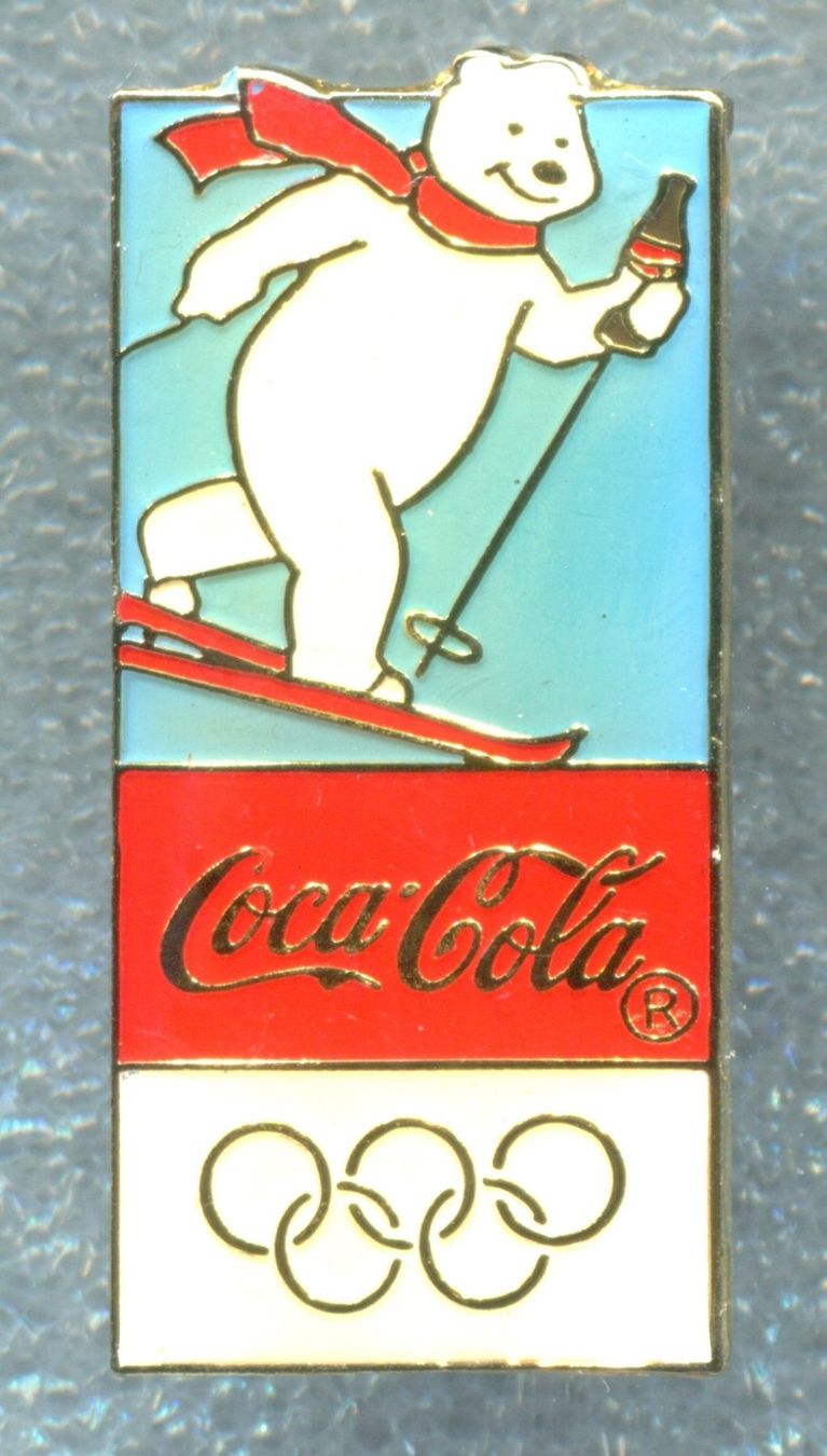 Coca-Cola Placchette & Badge: Coca Cola Eisbär  Skilanglauf – Usato da Winterthur venduto da Sammleroase