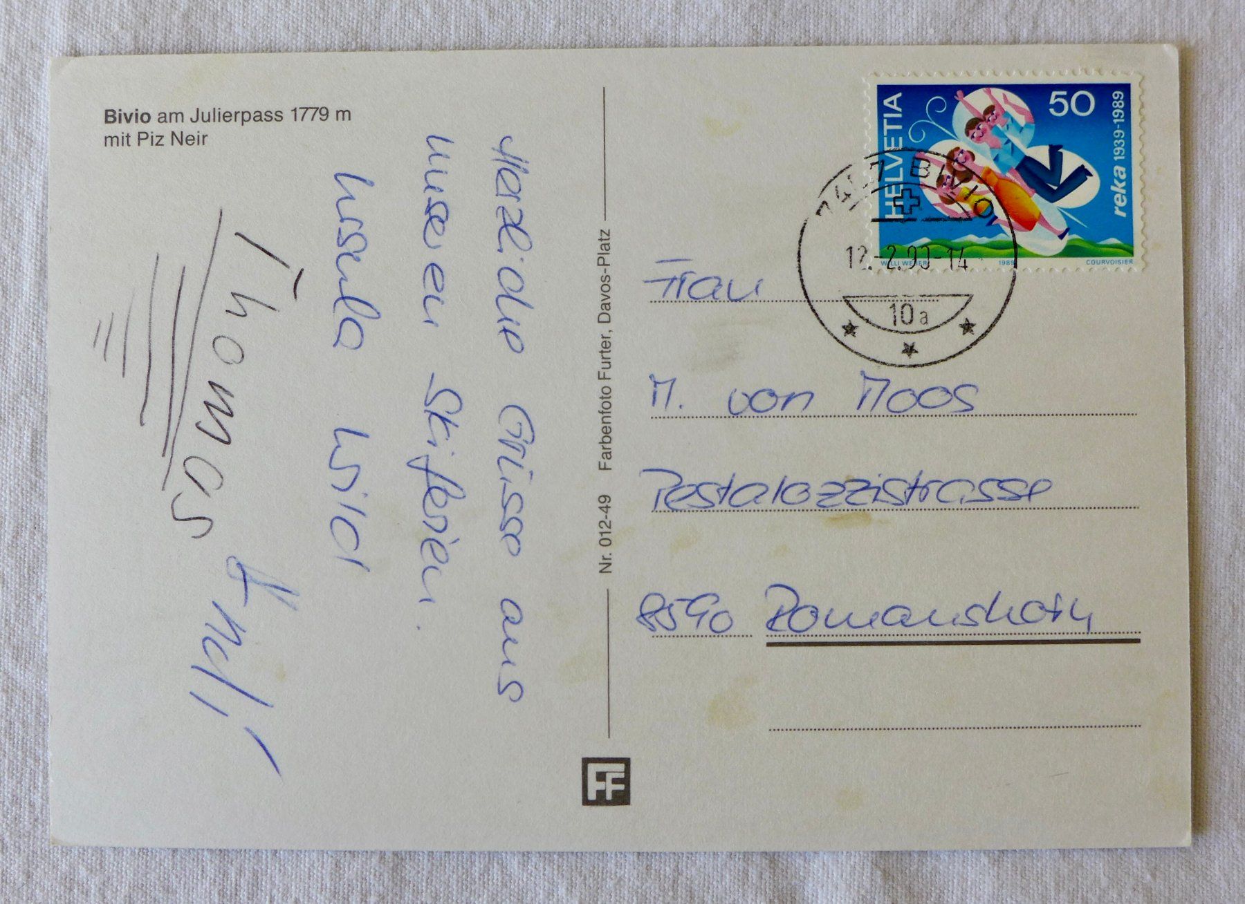 Cartoline postali: AK BIVIO GR, Dorfansicht mit Skilift – Usato da Wallisellen venduto da aloa09 1