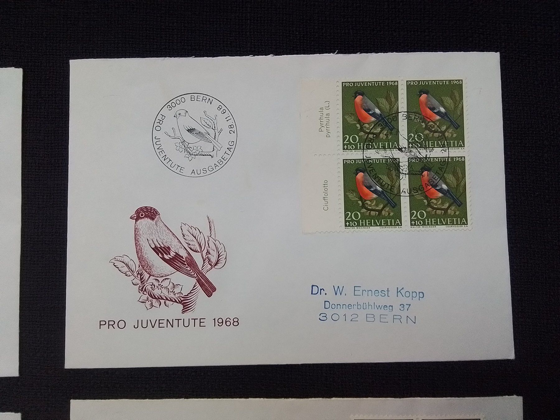 Tutti i francobolli: FDC Pro Juventute Brief 1968 , 4er Block mit tabs – Usato da Reichenburg venduto da Pipo-67 2