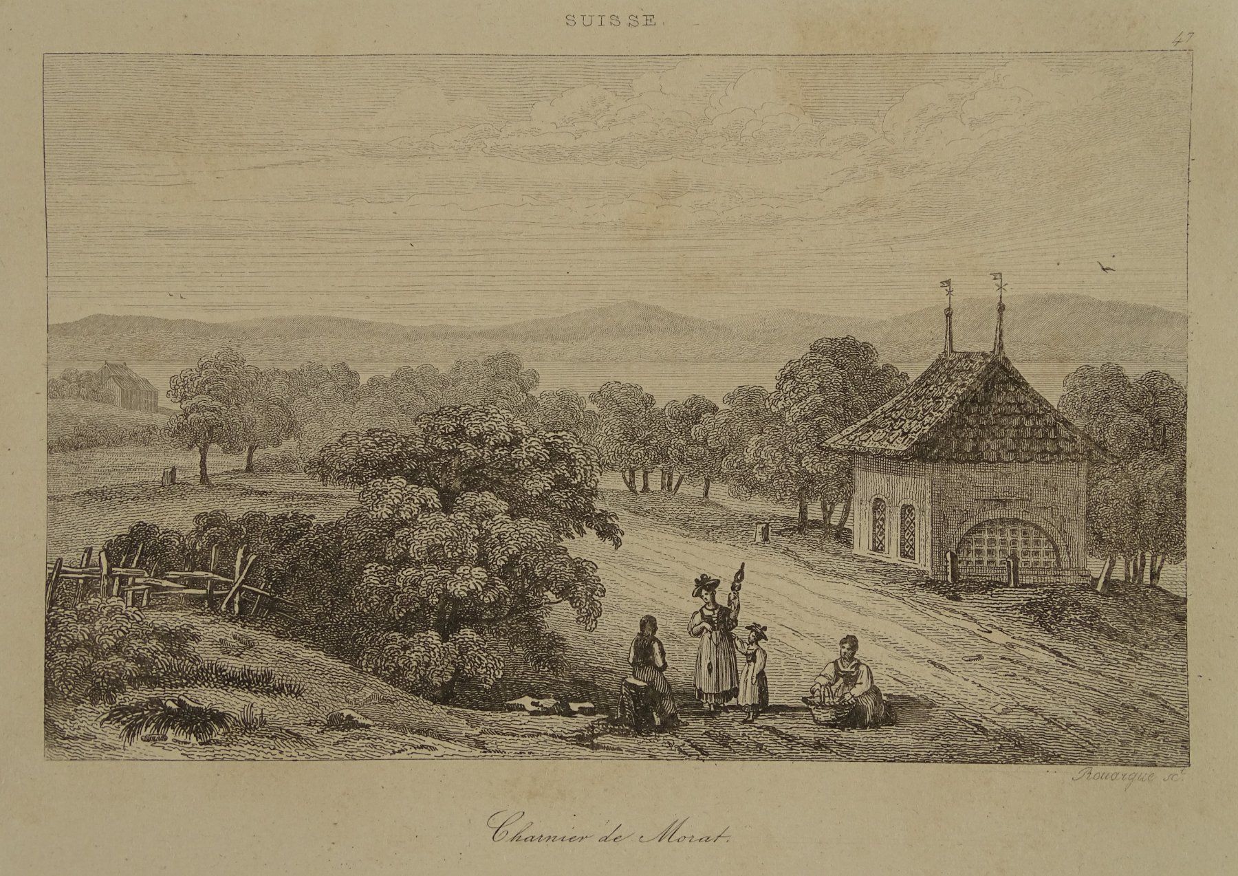 Incisioni: CHARNIER DE MORAT, MURTEN, STAHLSTICH 1838 – Usato da Grüningen venduto da Kartensammler
