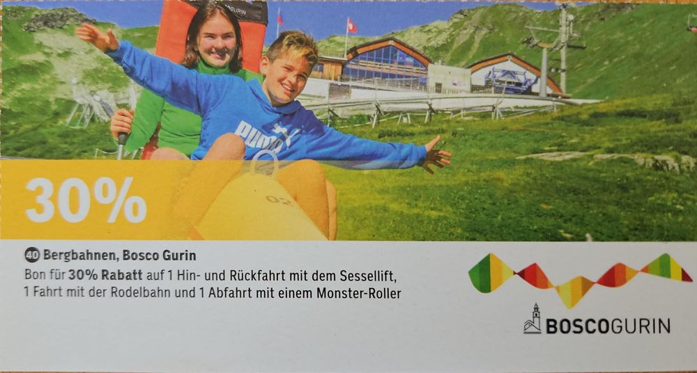 Bosco Gurin Bon: 30% Rabatt auf Sesselift & Rodelbahn | Kaufen auf Ricardo