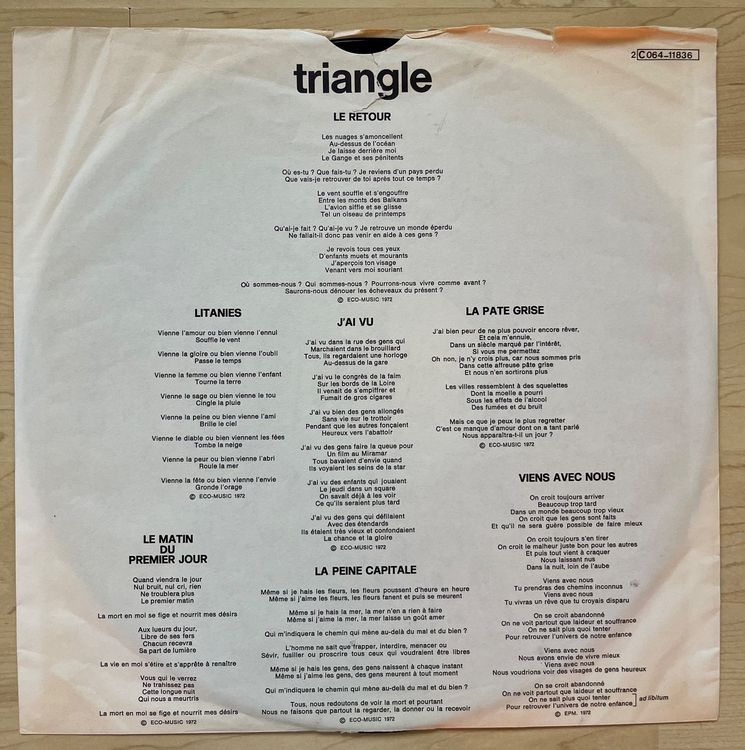Triangle LP (1970) - Französischer Rock Klassiker (Gebraucht) in Zürich ...