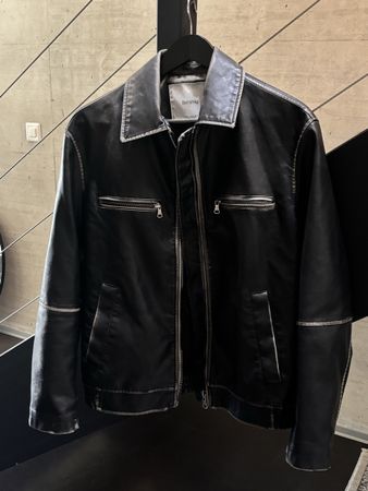 Bershka women Black Faux Leather Jacket Size M - Autumn Esse