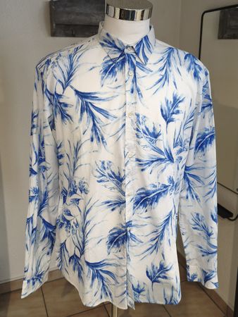 Herren Hemd Gr. XL Smog Slim Fit Blumenmuster Sommer, 