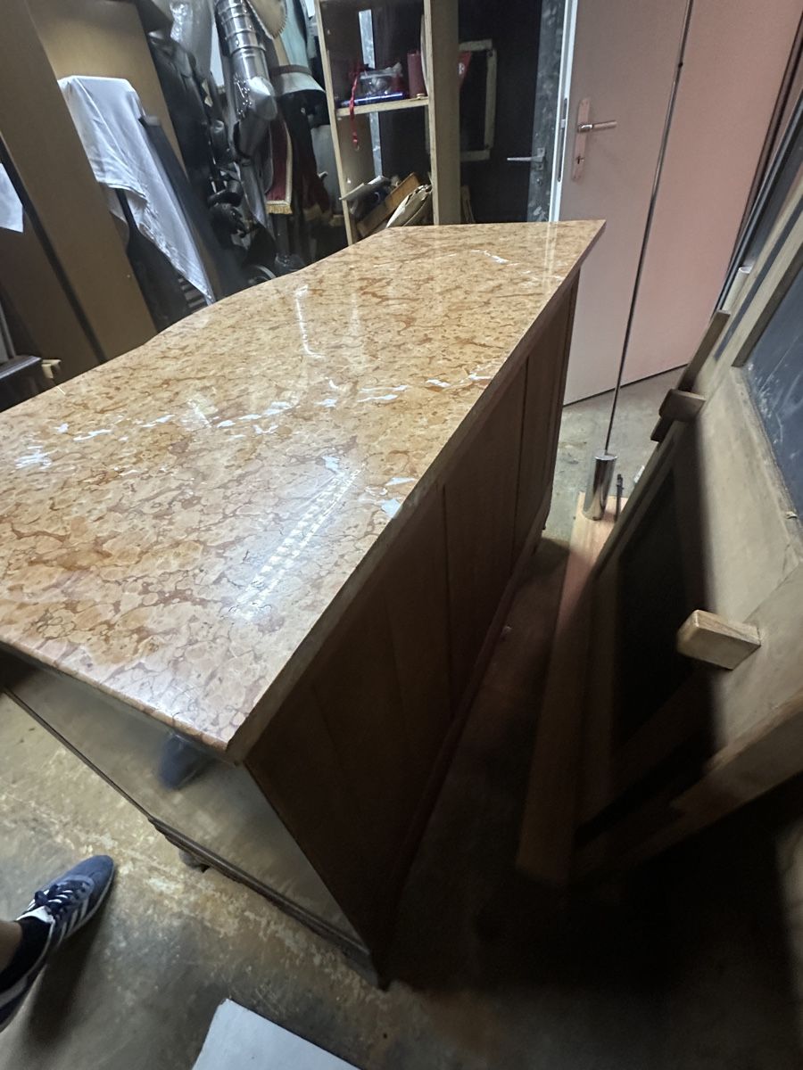 Commodes: Kommode mit Marmorplatte dunkel Holz mit Schubladen – D'occasion à Zürich par mywave 7