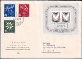 1945, W23 auf sauberem Brief +PJ 1944 J112, Kat: 100.-+