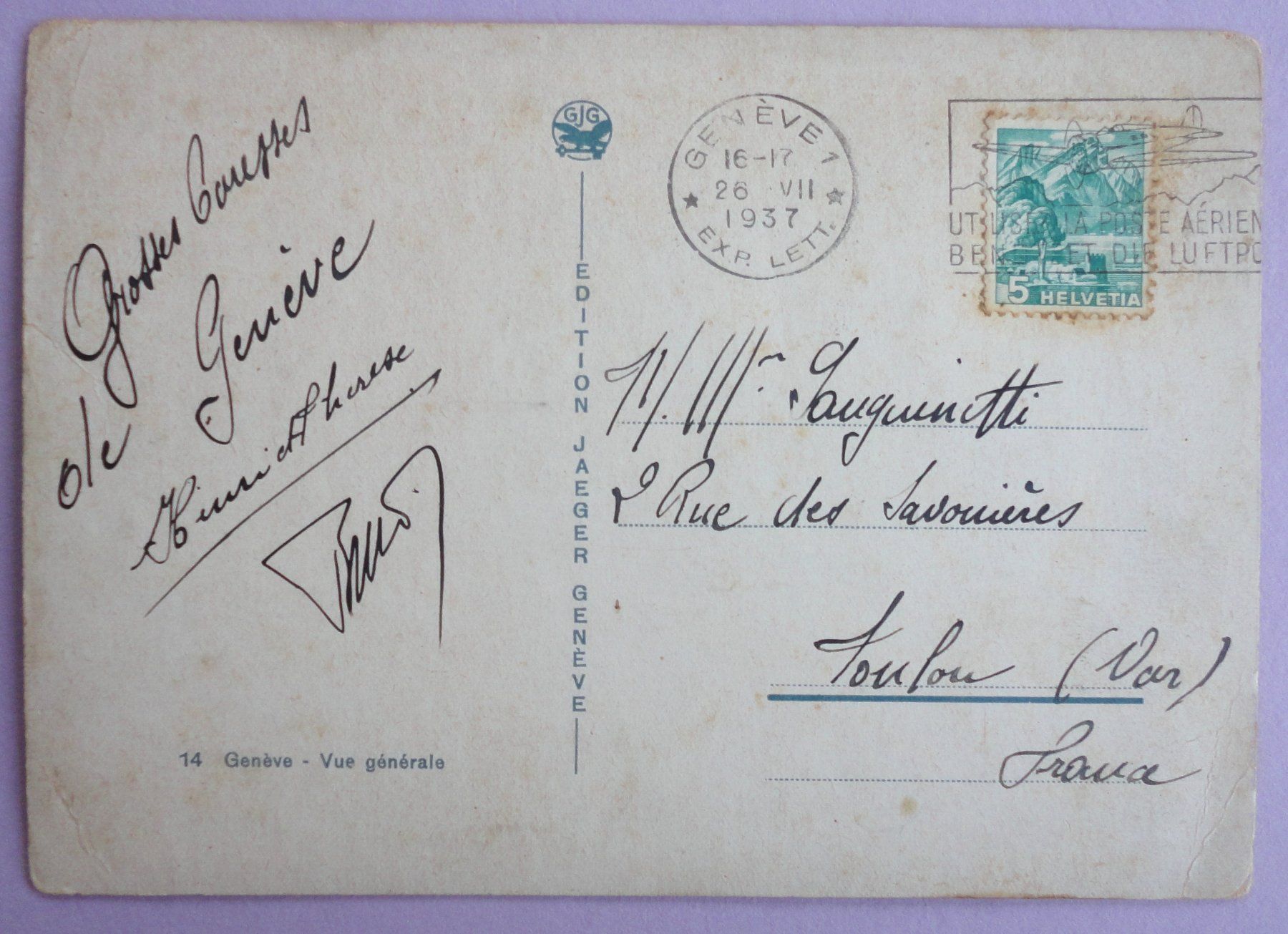 Cartes postales: Genève - Vue générale – Défectueux à Fétigny par Billy2miny 1