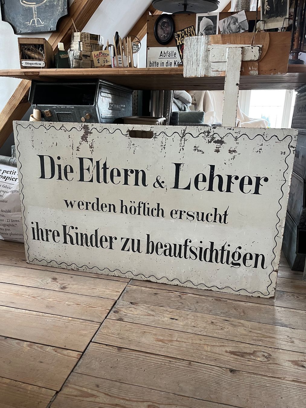 Schilder: Altes Metallschild mit doppelseitigem originellem Text – Gebraucht aus Steffisburg von Reitschel5