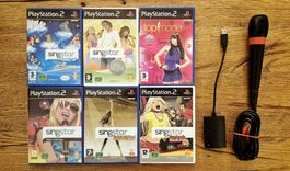 SingStar PS2 Paket – 6 Spiele + Mikrofon & USB-Adapter