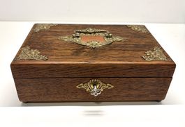 Antike Box Schatulle für Schmuck - Holz & Messing Jugendstil