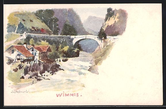 Cartes postales: Wimmis, Brücke über den Fluss – D'occasion à Berlin par bartko-reher