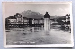 Luzern, Kapellturm mit Pilatus