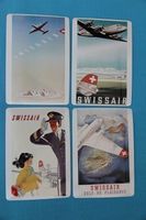 Swissair, Blechpostkarten, 4 Stück, neu