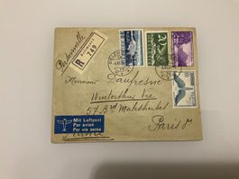 1938 R-Flugbrief Delemont-Paris mit Mischfrankatur