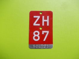 Velonummer / Fahrradnummer ZH 87