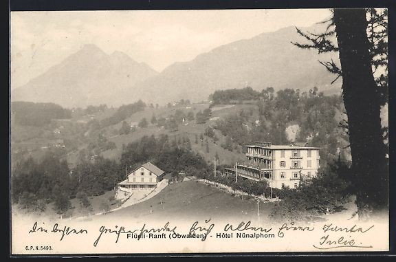 Cartoline postali: Flüeli-Ranft /Obwalden, Hotel Nünalpho – Usato da Berlin venduto da bartko-reher