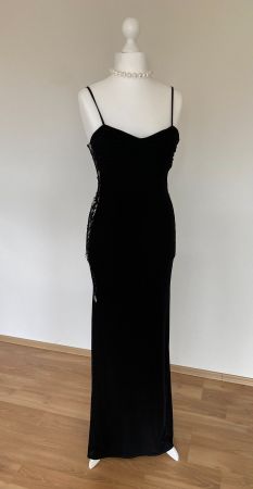 Schwarzes Abendkleid / Ballkleid, Gr. 38 – mit Spitzendetail