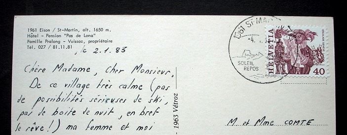 Ansichtskarten: EISON ST-MARTIN Hôtel Pas de Lona – Gebraucht aus Jona von philajona 1