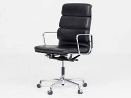 Vitra EA 219 Soft Pad Bürostuhl von Eames in schwarzem Leder
