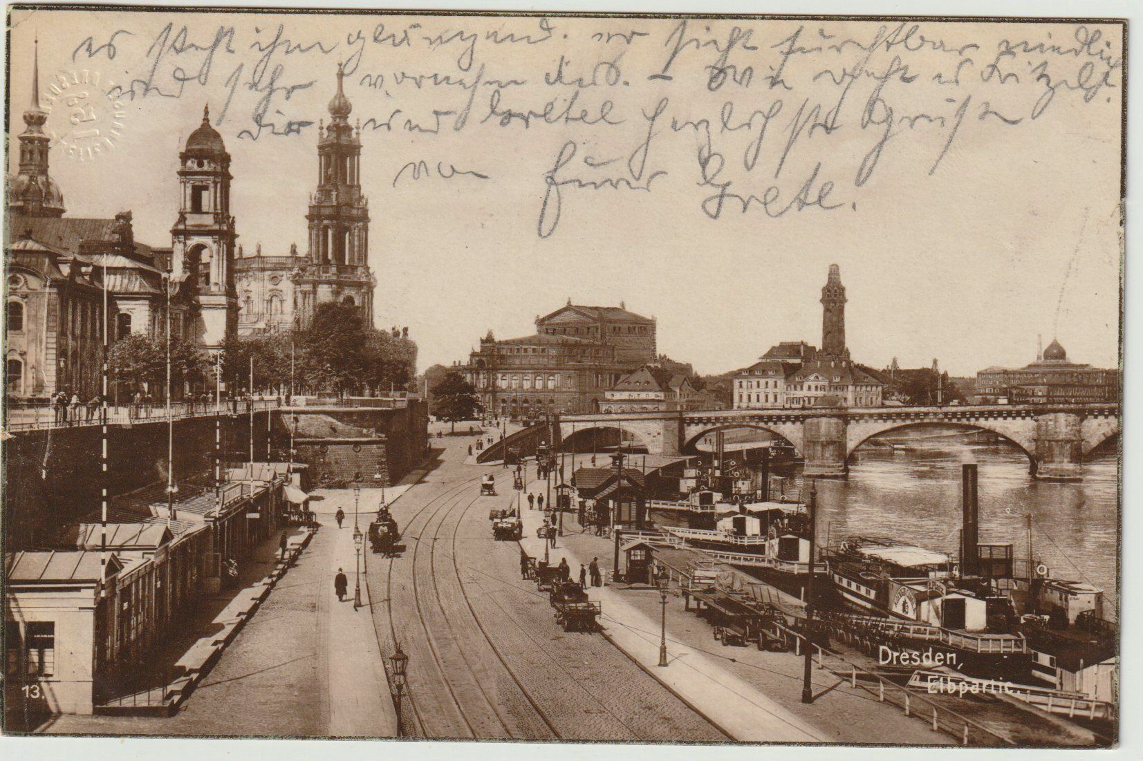 Cartoline postali: Ak Dresden, Partie an der Elbe, um 1920 – Usato da Bedigliora venduto da positano