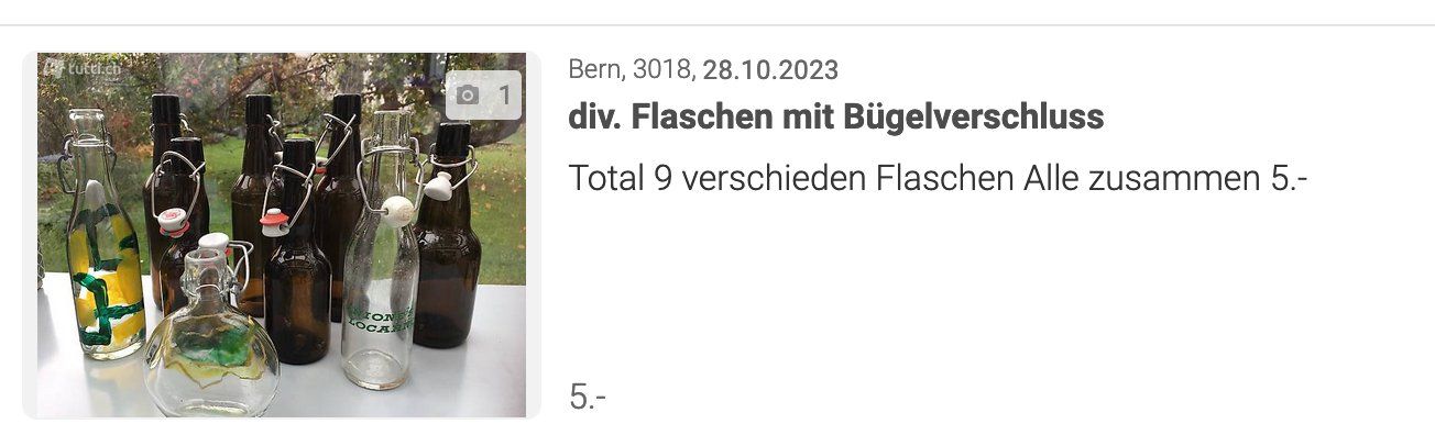 Gläser, Krüge & Flaschen: diverse Flaschen mit Bügelverschluss – Gebraucht aus Bern von aiz_2xxb
