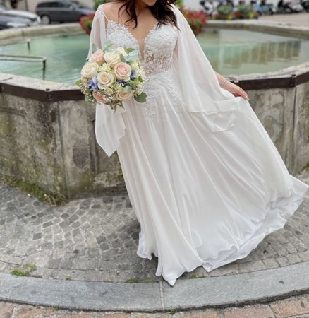 Brautkleid Spitze mit Glitzer/ Gr. M/L