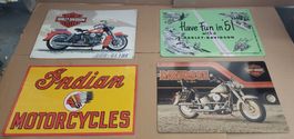 Plaque publictaire Moto, lot de 4 toles