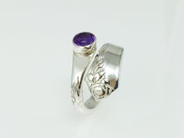 Offener Jugendstil Silberring mit Amethyst