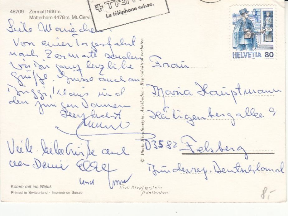 Cartoline postali: Zermatt 1986 – Usato da Bürglen TG venduto da StampGraf 1