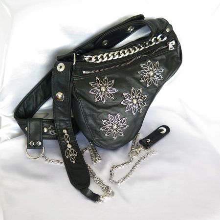 kleine schwarze Schultertaschetasche aus Pferdeleder Damen
