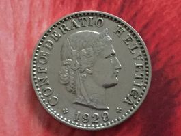 20 Rappen 1929 Ni, -vz, nur 2,0 Mio!