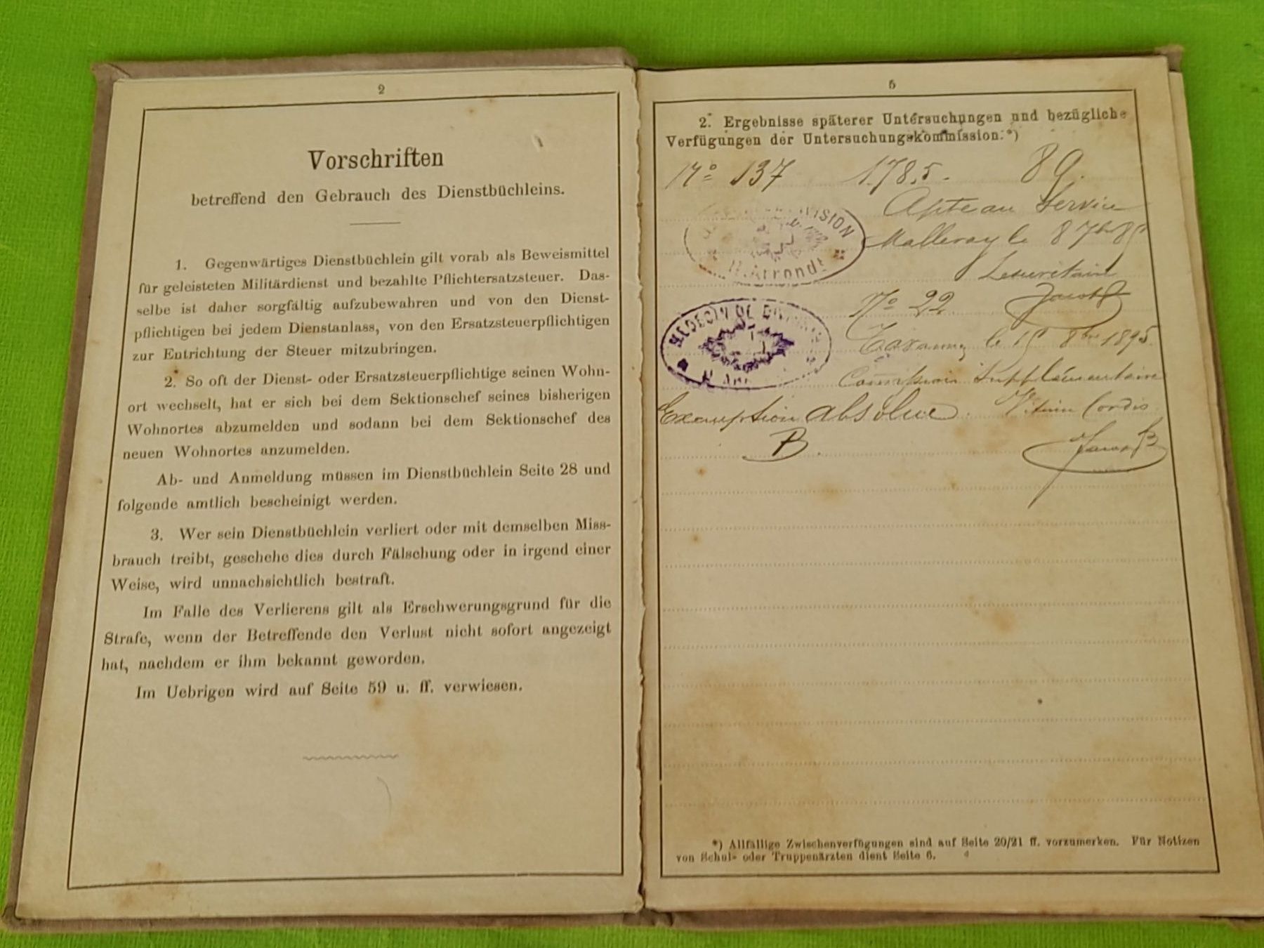 Bücher: Dienstbüchlein um 1889 – Gebraucht aus Aeschi b.Spiez von 52_wochen 1