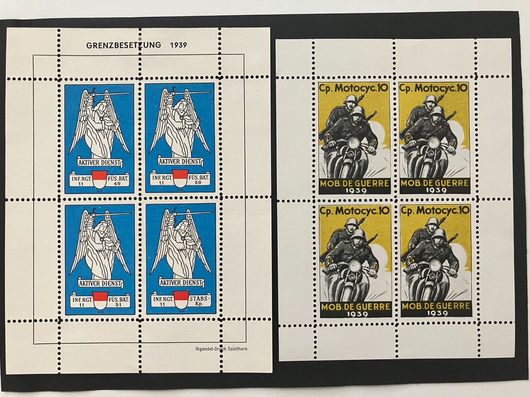 Alle Briefmarken: Soldatenmarken 1939/45, 9 vers. Blocks – Gebraucht aus Würenlos von Eulenpostuhu 1