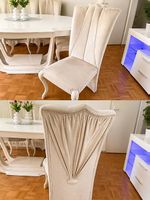 Exklusive Esszimmergarnitur in Creme/Weiss  7-teilig