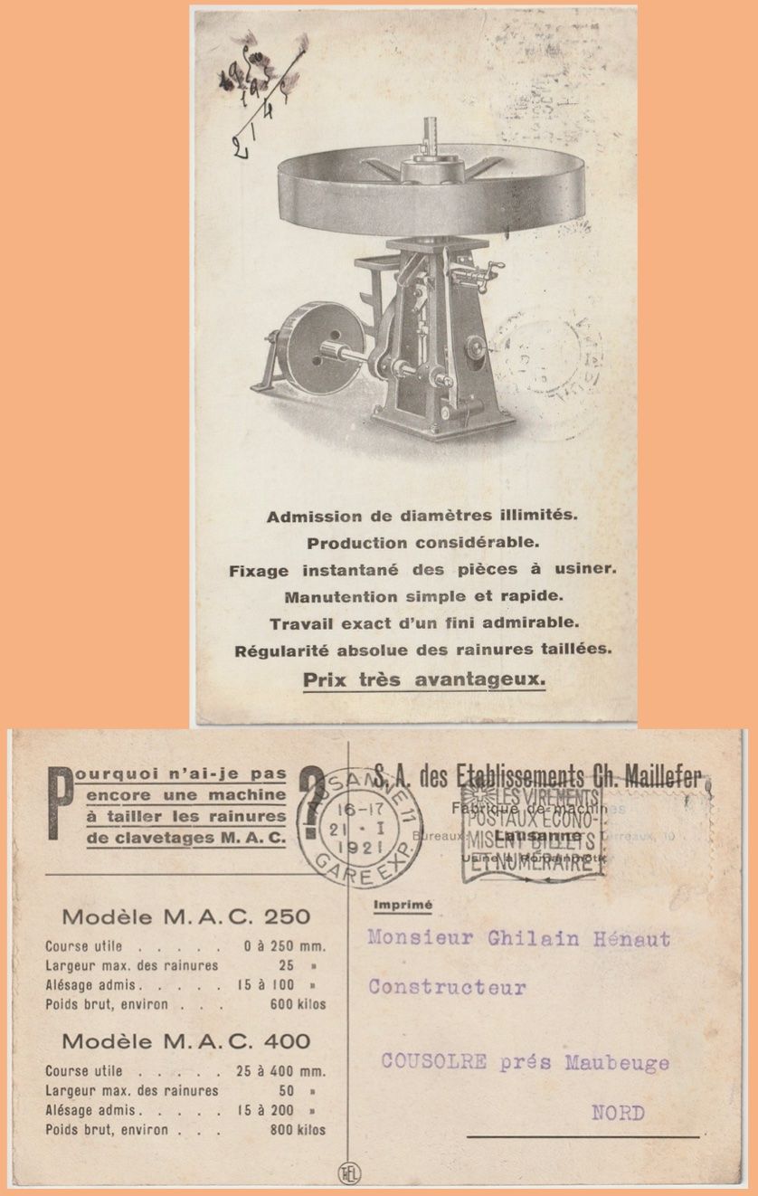 Ansichtskarten: Etablissements Ch. Maillefer Romainmôtier – Gebraucht aus Lausanne von PL22neufx
