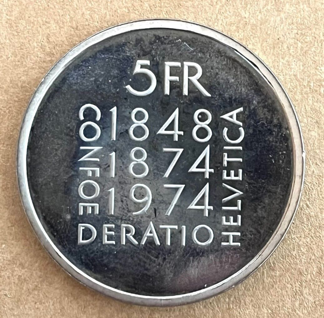 Tutti le monete: 5frs commémorative 1974 – Usato da Renan BE venduto da johncactus 1