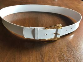 Gurt weisst mit Gold Verschluss | TW 85