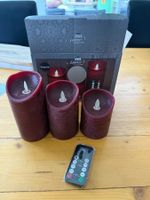 Neu LED Wachskerzen 3 Stück in dunkelrot mit Batterie