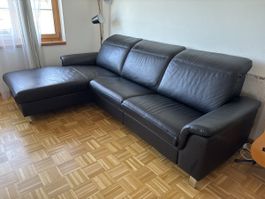 Ecksofa Leder schwarz mit elektr. Relaxfunktion gebraucht