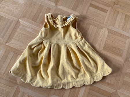 Winter Kinderkleid gelb mit Punkten Gr. 92